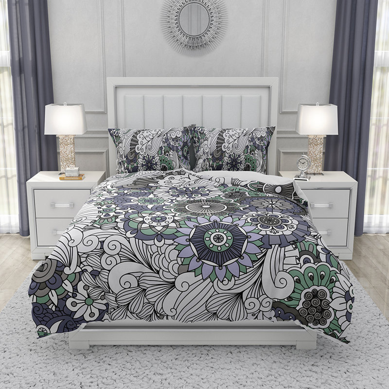 Ensemble de housse de couette et insert 5 pièces en microfibre multicolore, Housse de couette très grand + 4 pièces supplém