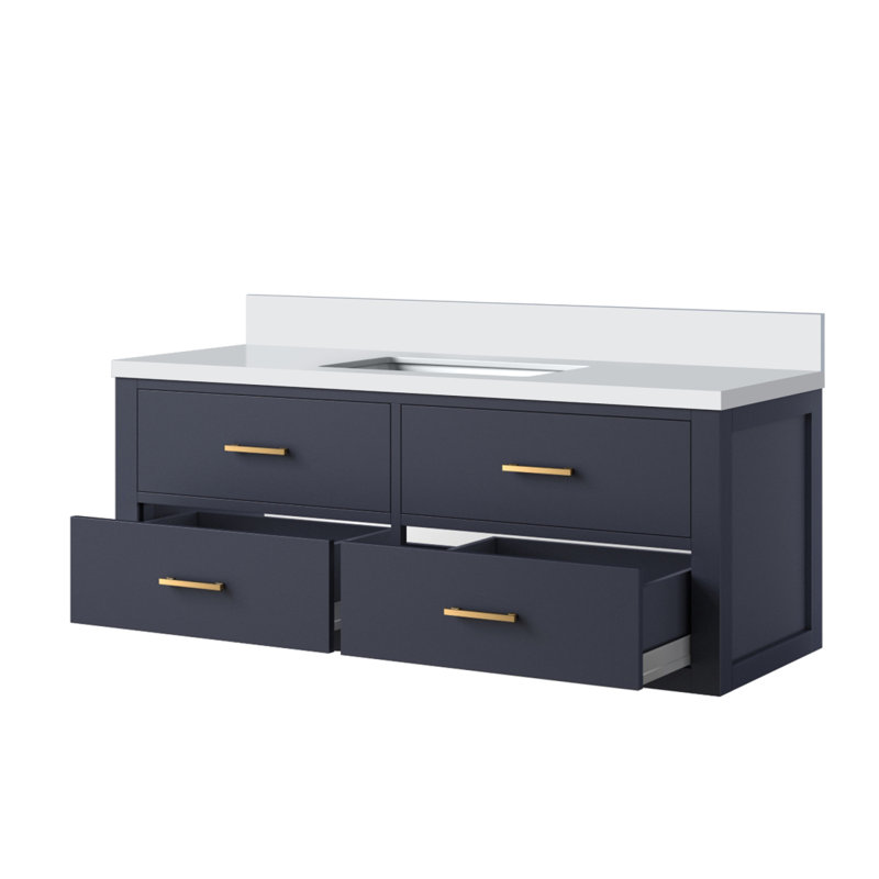Blue Single Bath Vanity 48 In. W X 22 In. D, With Cultured Marble Top, Blue
