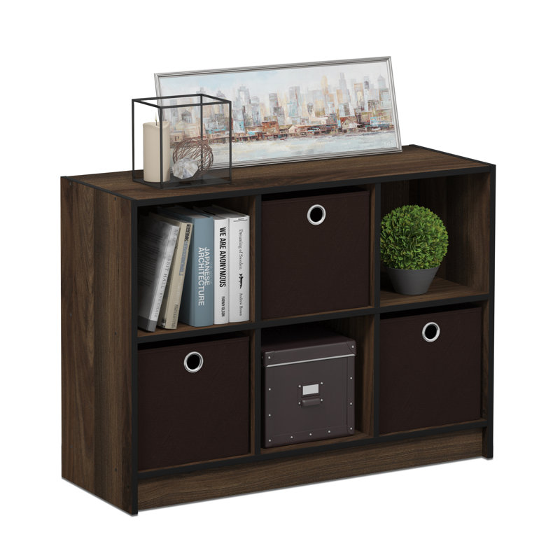 Anjay 59.9cm H x 80.3cm W Cube Bookcase, Columbia Walnut/Dark Brown