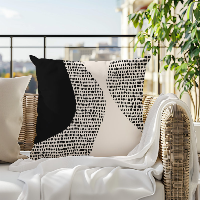 Coussin carré intérieur / extérieur pia, 19"H x 19"W, Blanc cassé / noir