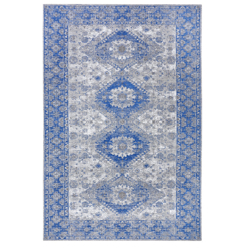 Bila Grey/Blue Rug, Rectangular 75 x 150cm