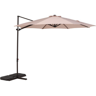 10-Foot Offset Cantilever Hanging Patio Umbrella With 8 Sturdy Ribs, Easy To Adjust, Suitable For Outdoor Garden Patios, Champagne Color.