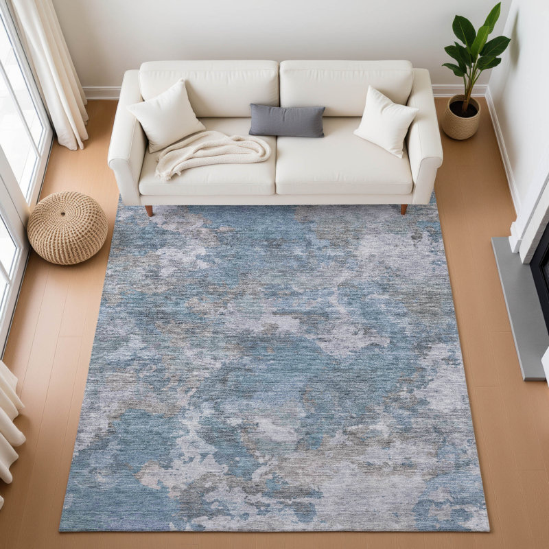 Premium Machine Washable Pinkston Abstract Rug, Rectangle 10' x 14'