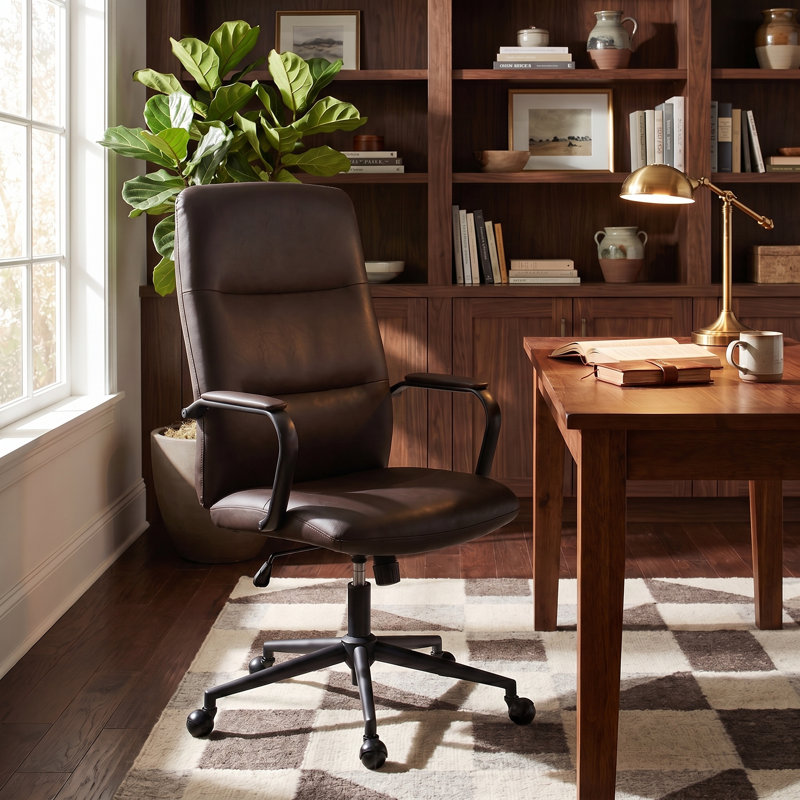 Fauteuil de bureau Ornella Mid-Century, Dark Brown