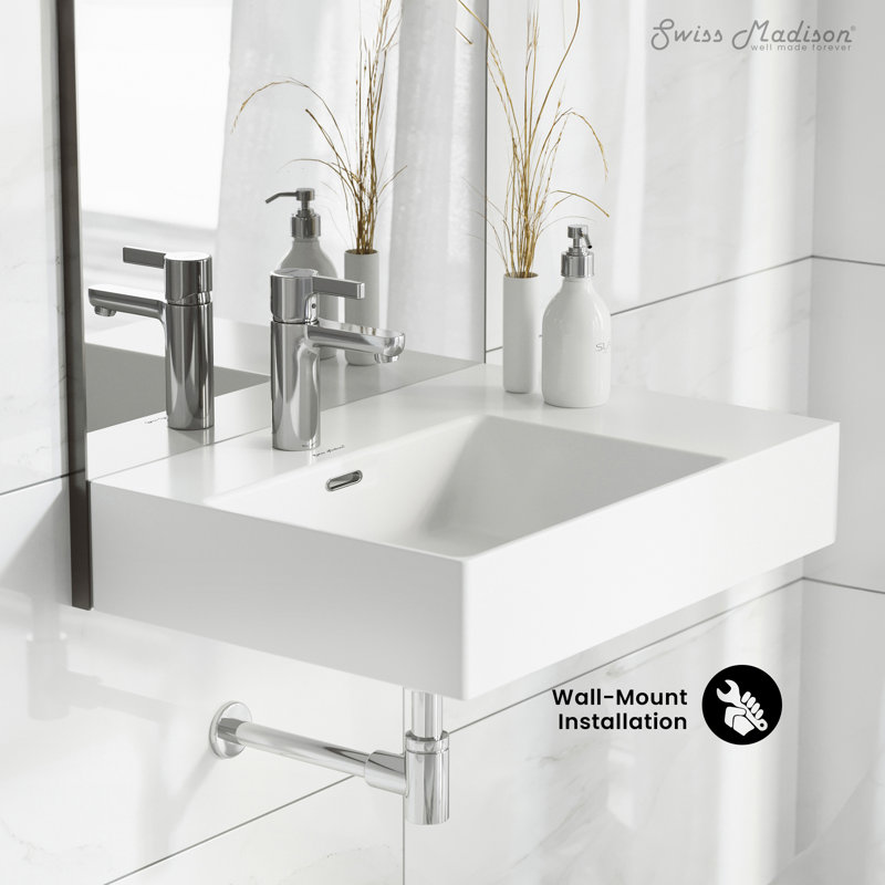St. Tropez 24 x 18 Ceramic Wall Hung Sink with Left Side Faucet Mount, White