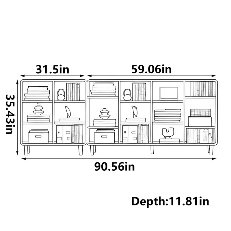 Popular Classic Storage Bookcase, Burlywood