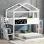 Lit superposé simple au-dessus d'un lit double blanc avec rangement efficace et tableau noir inspirant-1814119450