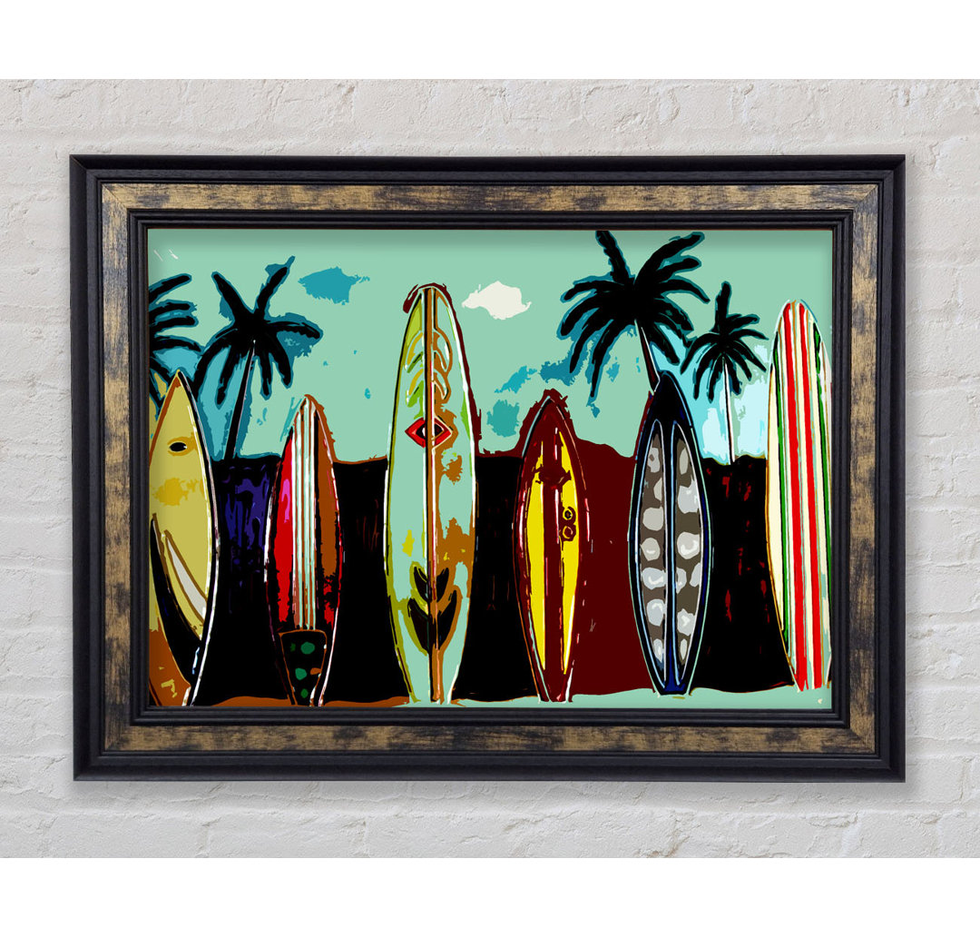 Surfboard Paradise - Einzelner Bilderrahmen Kunstdrucke