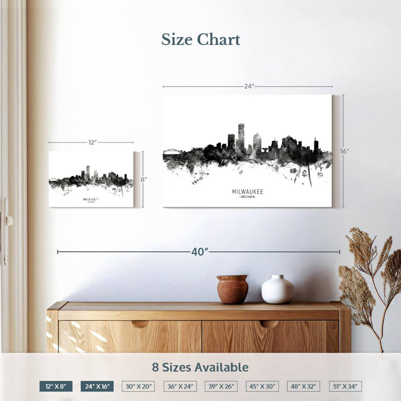 Nicci Milwaukee, Wisconsin Skyline II, H 16 po x l 24 po