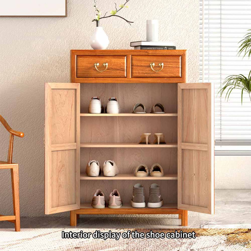 Chinese-style minimalist enclosed shoe cabinet, Brown