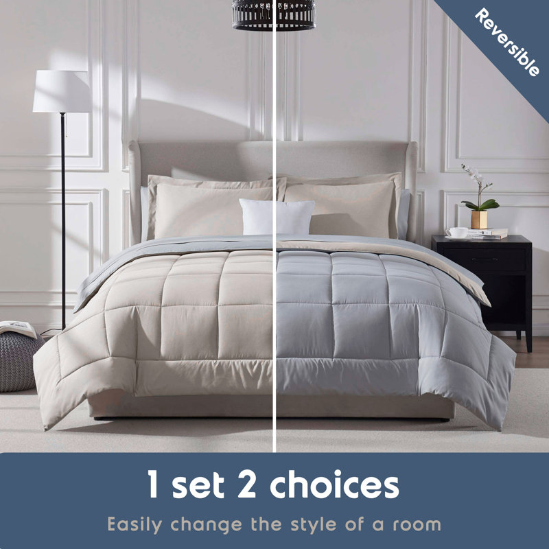 Queen Linen Reversible Microfiber Bed in a Bag Set