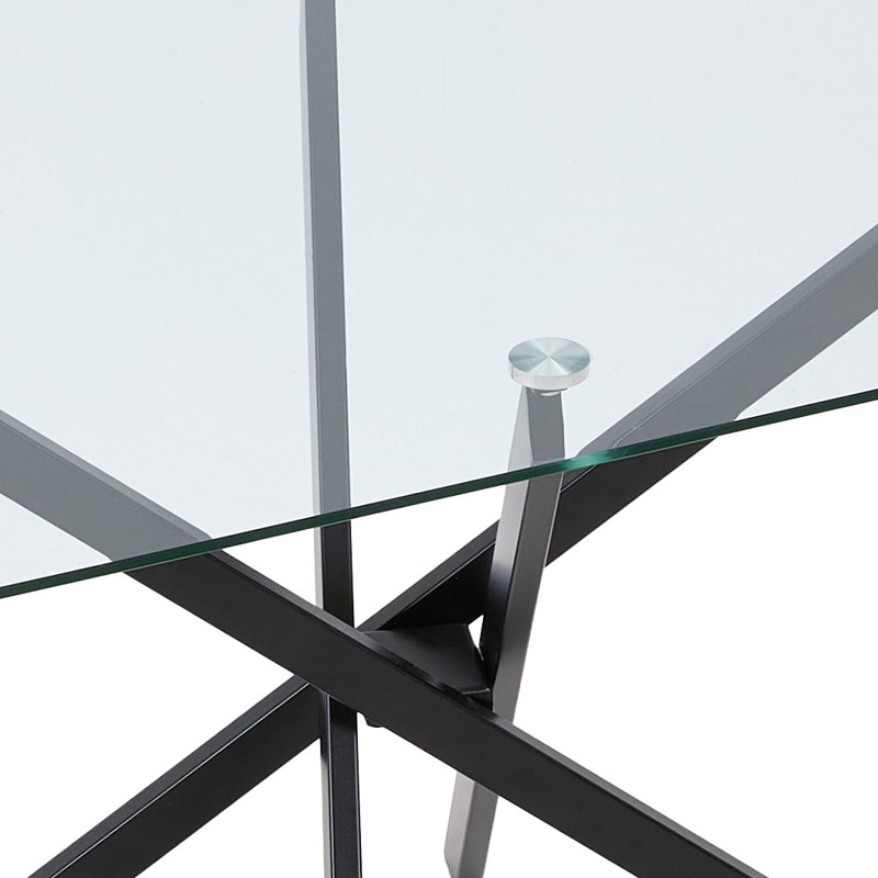 Tempered Glass Side Table with Iron Legs