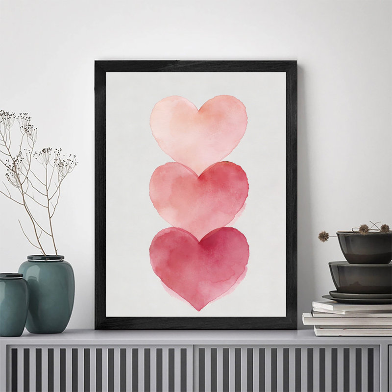 Art encadré noir, Saint-Valentin rétro, impression d'art encadrée en forme de cœur, H 37 po x l 25 po