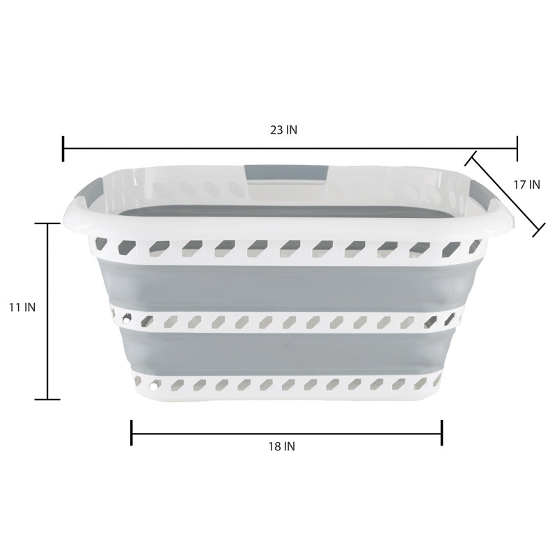 Simplify Collapsible Laundry Basket in White/Grey