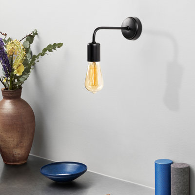 Lampe murale moderne industrielle, corps en fer noir, 3,1 x 7,9 pouces | Hauteur: 5,9 pouces, diamètre de la plaque de base: 3,1 pouces, douille E27 de 40 W maximum | Parfait pour la décoration intérieure et les espaces de bureau, comprend les instructions d'installation