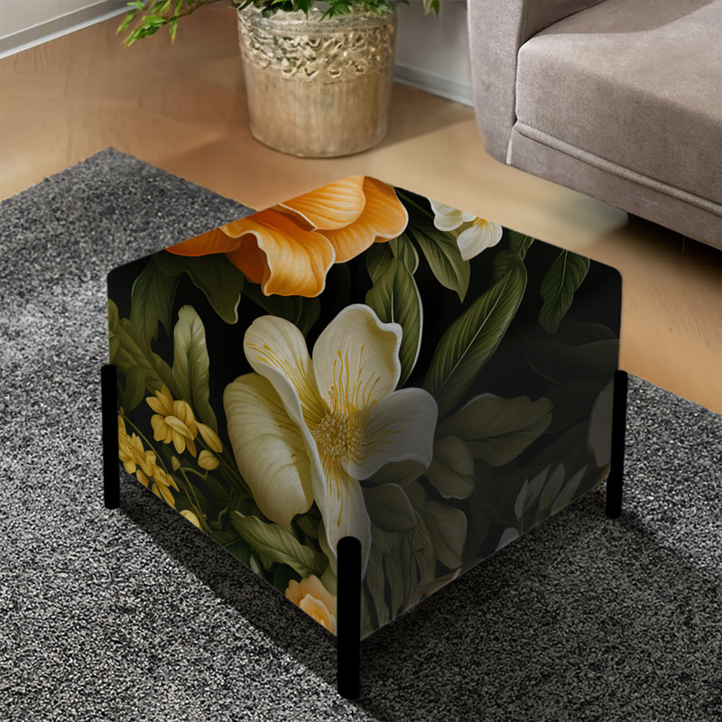Mango Bloom - motif tropical - repose-pieds carré tropical