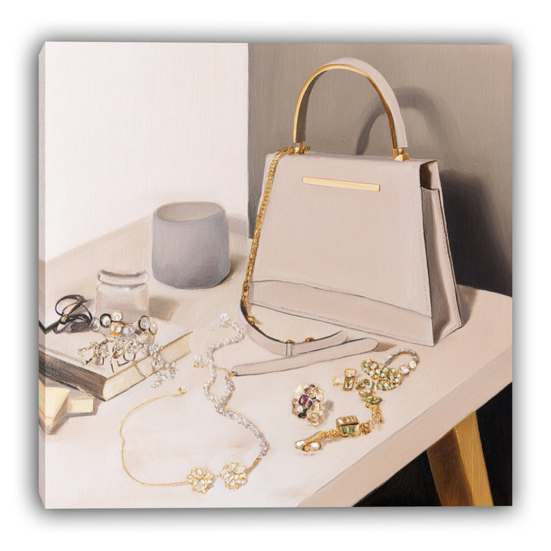 Accessoire de designer sur toile, parfum de sac à main neutre et bijoux Glam Decor GT15482, H 40 po x l 40 po x P 1,5 po