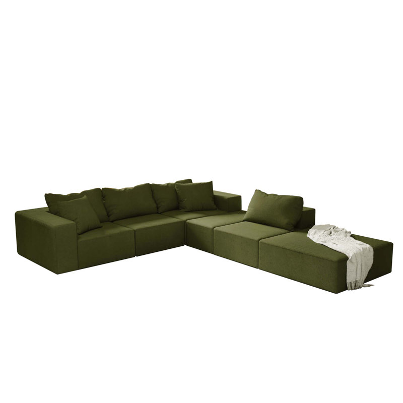 Versatile Modular Sectional Sofa Set For Stylish Living Rooms And Bedrooms, Green Chenille