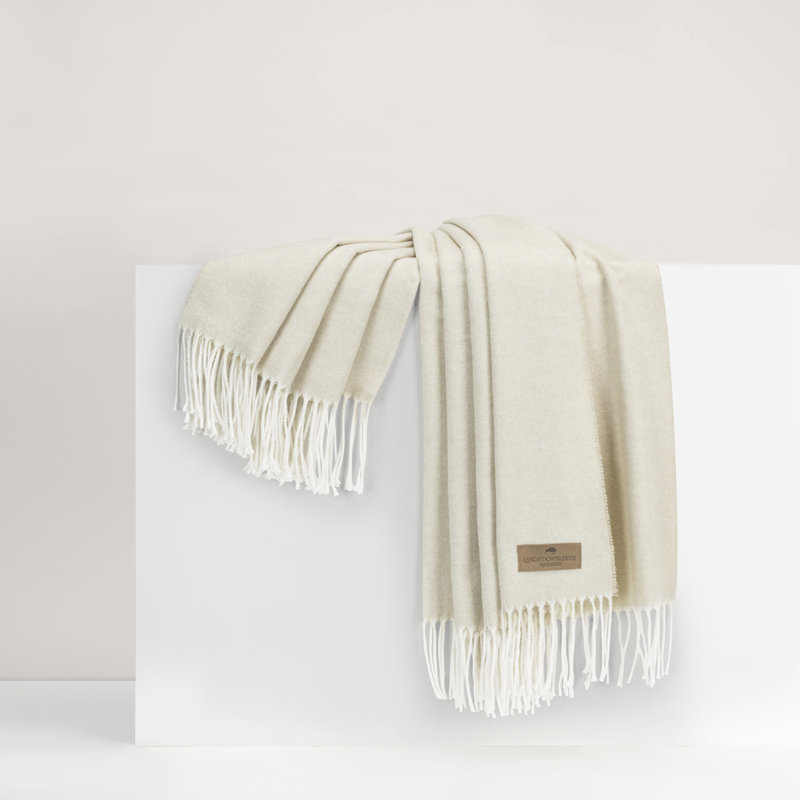 Italian Herringbone Throw Blanket, Birch