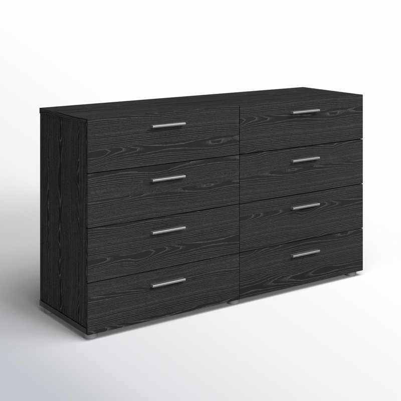 Gianna 8 Drawer 55.12" W Double Dresser, Black