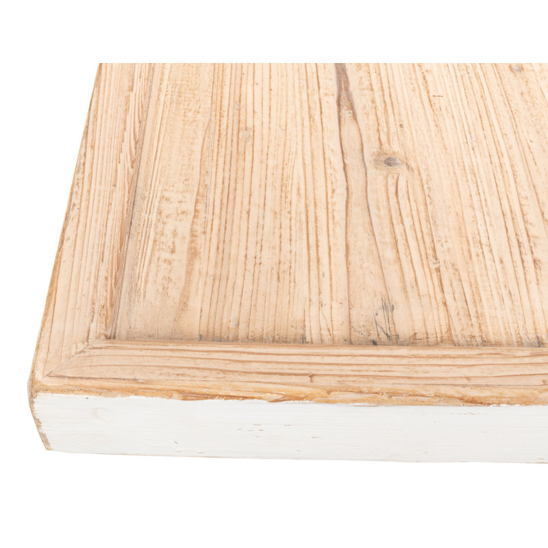 Grande table basse à panneau de bois, Blanc antique
