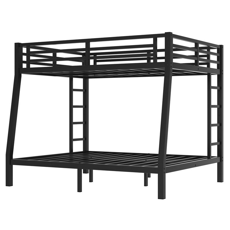 Metal Bunk Bed For Teens And Adults,Space-Saving/Noise Reduced/No Box Spring Needed,Black, Full Over Queen