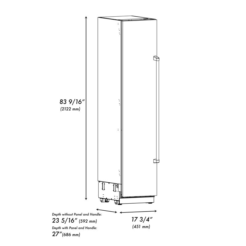 ZLINE 18 in. 8.6 cu. ft. Right Hinge Column Freezer in White Matte with Graphite Gray Interior, Satin Stainless Steel, Right