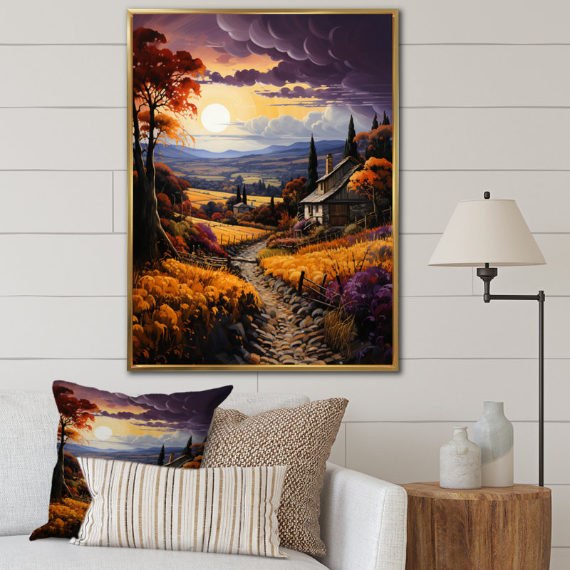 «Liliahna Countryside Bounteasant Vineyard», reproduction d'art sur toile, H 44 po x l 34 po x P 1,5 po, Cadre flottant doré