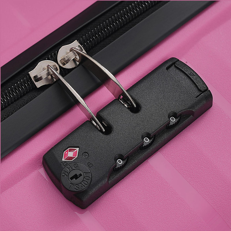 Ensemble de valises de voyage en PP de qualité supérieure, ensemble de valises à verrou TSA 3 pièces avec des tailles de 20, 24 et 28 pouces avec roues pivotantes à 360 °, rose