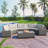 8-Pieces Outdoor Wicker Round Sofa Set, Half-Moon Sectional Sets All Weather, Curved Sofa Set With Rectangular Coffee Table, PE Rattan Water-Resistant And UV Protected, Movable Cushion