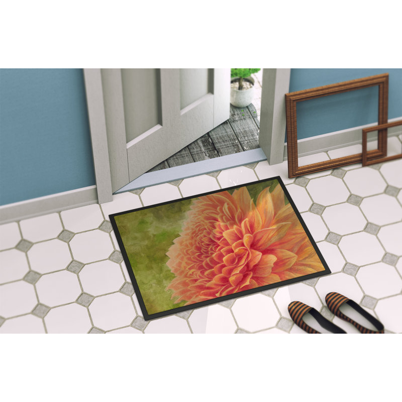 Tapis de porte d’extérieur anti-dérapant floral, Rectangle 1 pi 6 po x 2 pi 3 po