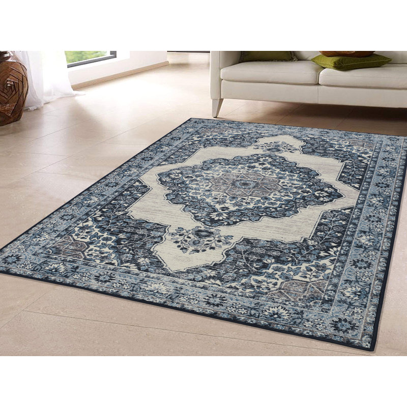 Tapis oriental saphir touffeté Destiney, Rectangle 7 pi 6 po x 9 pi 6 po