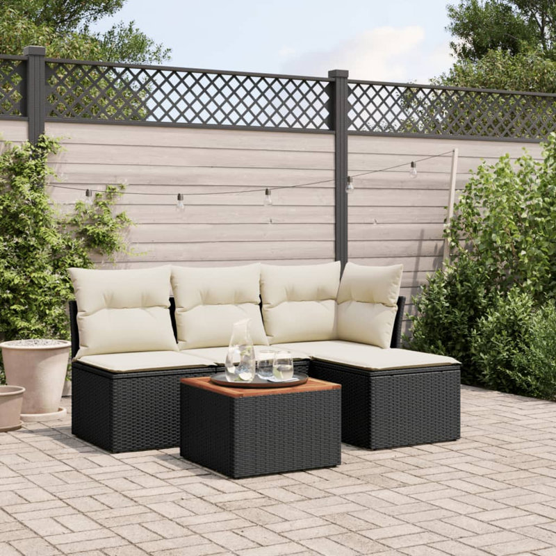 Ensemble de canapé de jardin Vidaxl noir et blanc crème