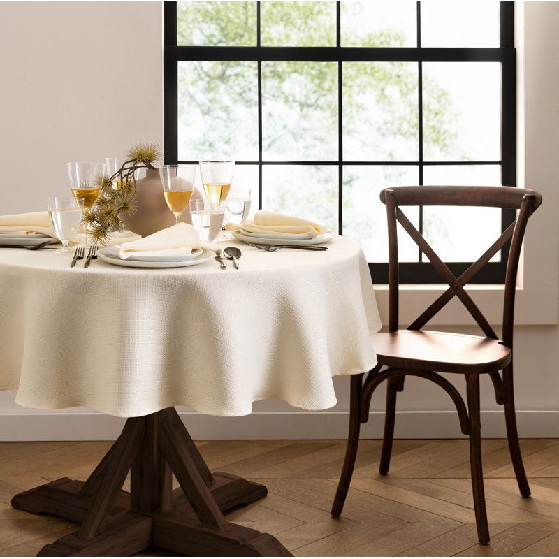 Ivory 90" Round Stain-Resistant Polyester Tablecloth