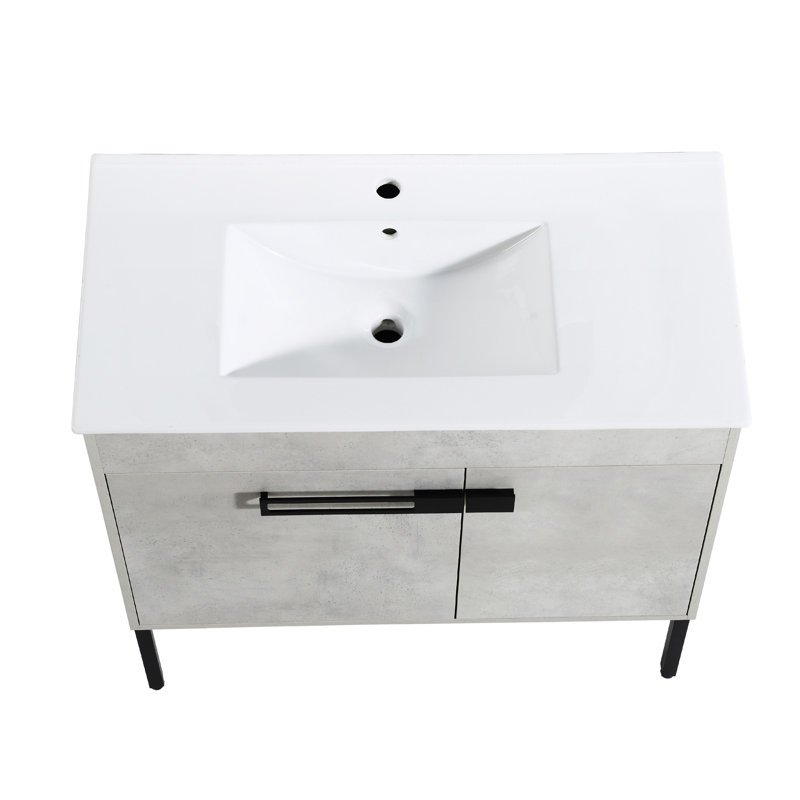 Le meuble-lavabo de salle de bain 36 po avec lavabo, flottant ou flottant Reshae est optionnel Conversion-00336CG-1-F-BL9090B