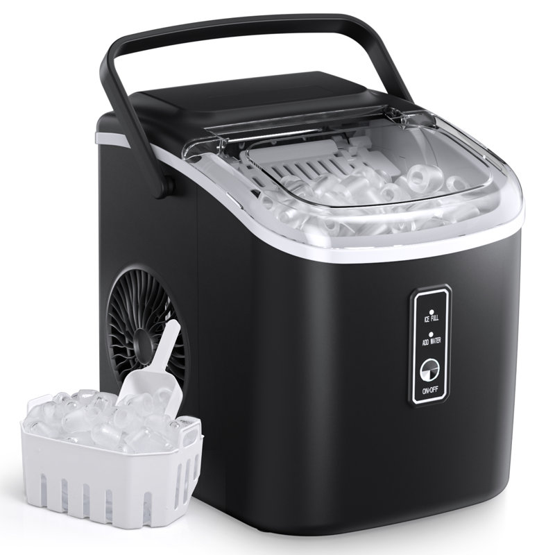 Simzlife 26Lbs. Daily Bullet Ice Countertop Ice Maker Ice Machine With Handle,Self-Cleaning Ice Makers, 26Lbs/24H, 9 Ice Cubes Ready In 6 Mins For Home/Kitchen/Bar/RV/Party/Camping