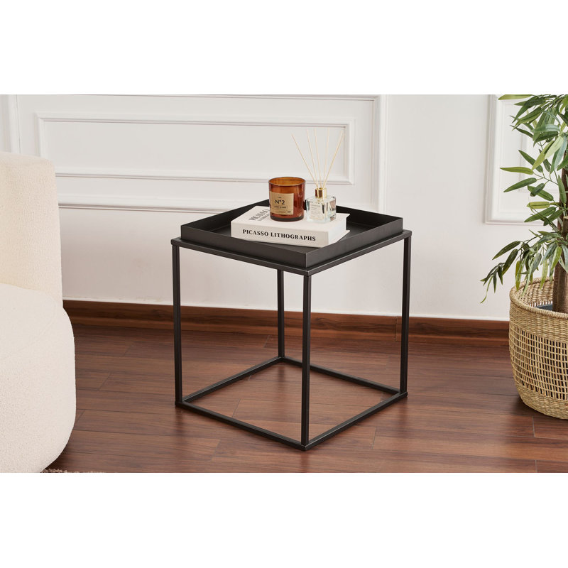 Table basse de style industriel, métal noir, 17,7 po x 17,7 po x 20,5 po | Fabrication 100% métal durable | Conception moderne et moderne, parfaite pour le salon et le bureau, meubles élégants et robustes