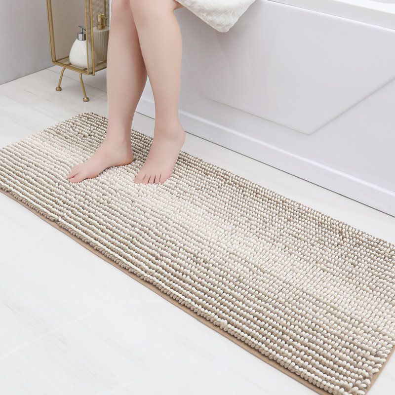 Tapis de salle de bain, tapis de bain en chenille absorbant très doux, envers en caoutchouc TP à séchage rapide, tapis de bain lavables à la machine pour plancher de salle de bain, baignoire et douche, accessoires de décoration intérieure