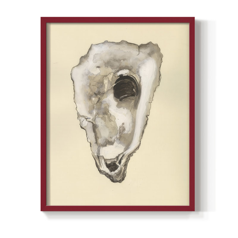 Impression encadrée sépia Oysters IV - Bois massif, H 30 po x l 24 po, Rouge