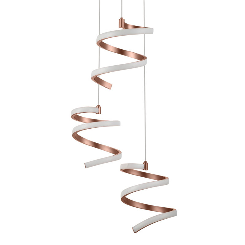 Nyah 3 Light Built-in, Integrated LED Modern Spiral Cluster Pendant Light - 38x38x127cm, 3 step dimming, 3,000K Neutral white