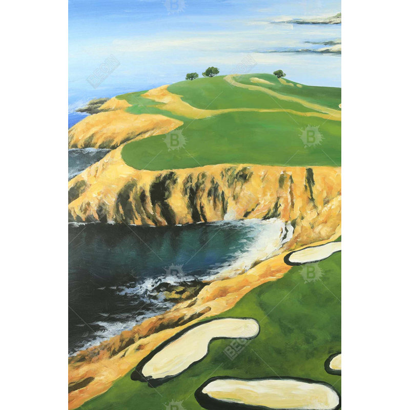 Toile à maillons Pebble Beach Golf | Art de chambre à coucher de mer
