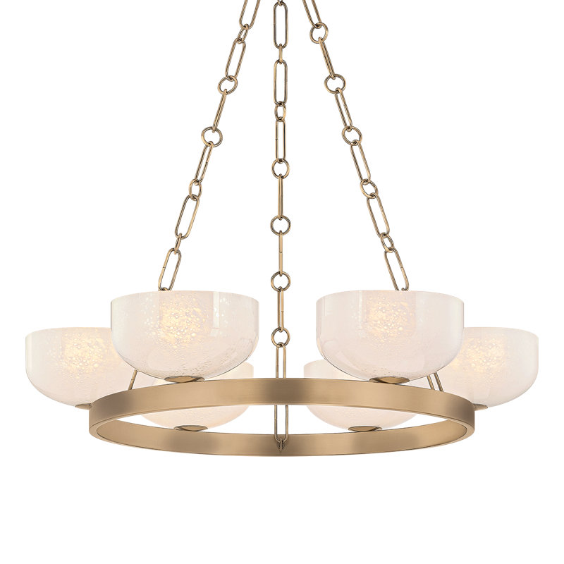 Troy Lighting Caelum Chandelier in Patina Brass, 6 Lights, 6" H x 32.25" W x 32.25" D