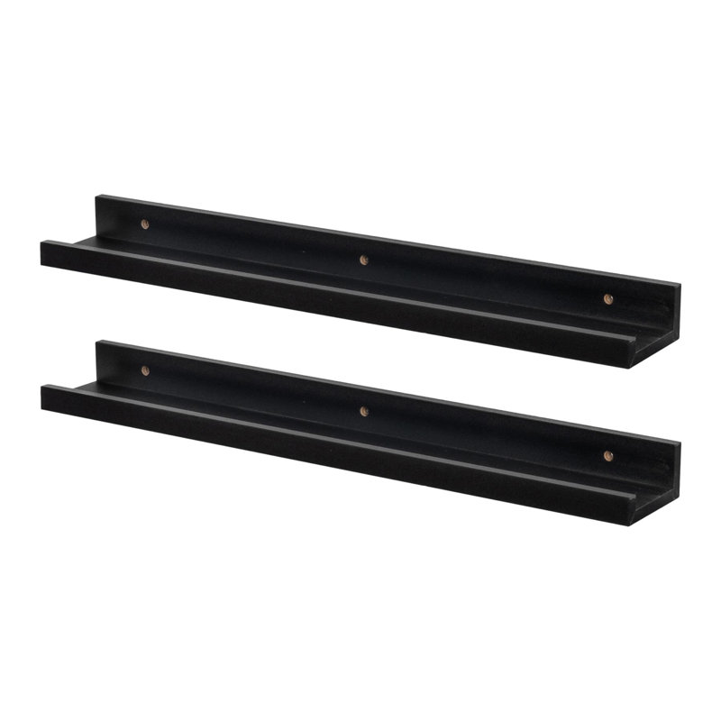 Harbour Housewares - Floating Picture Ledge Wall Shelves - Set of 2, Black, 4cm H x 57cm W x 10cm D