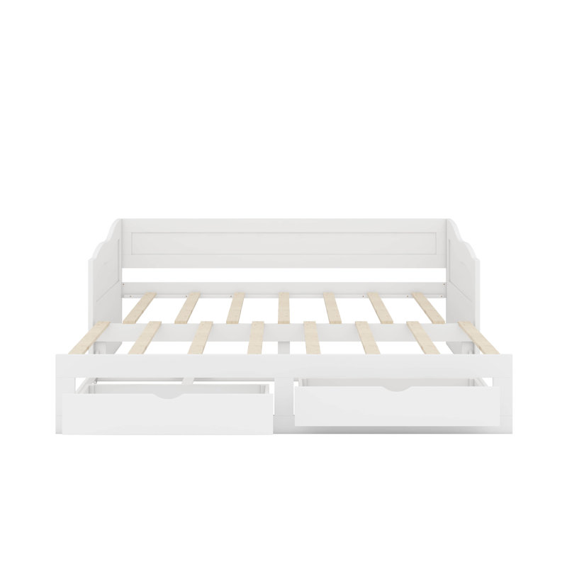 Lit de jour simple avec lit gigogne et tiroirs de rangement, lit de jour en bois avec tiroirs, lit de jour peu encombrant avec lit gigogne extensible