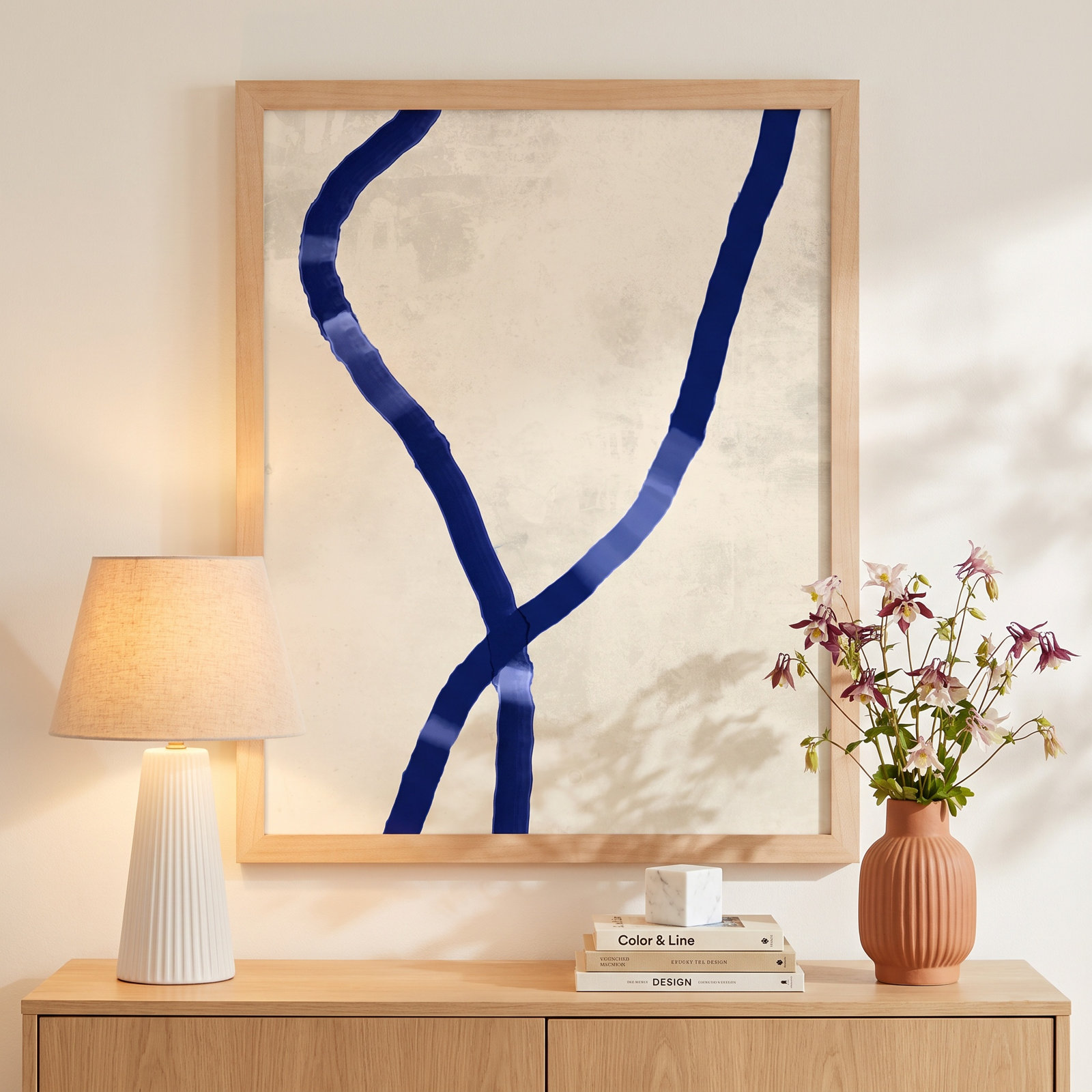 Blue Rope 1 Print by Jacques Pilon, 30" H x 24" W x 1.25" D, Maple Framed