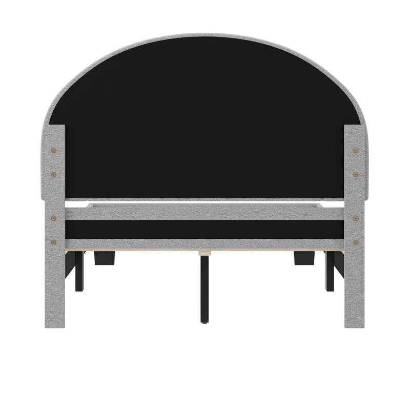 Structure de lit plateforme tapissier Aurey, Gris, Simple