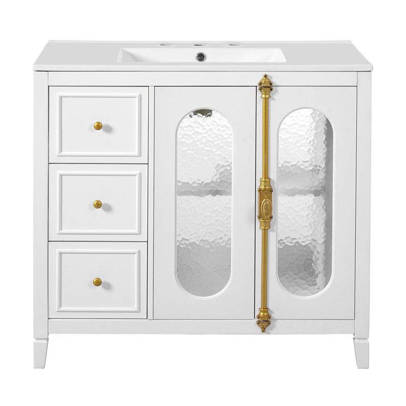 Meuble-lavabo élégant avec rangement spacieux et conception durable, parfait pour les salles de bain modernes, Blanc