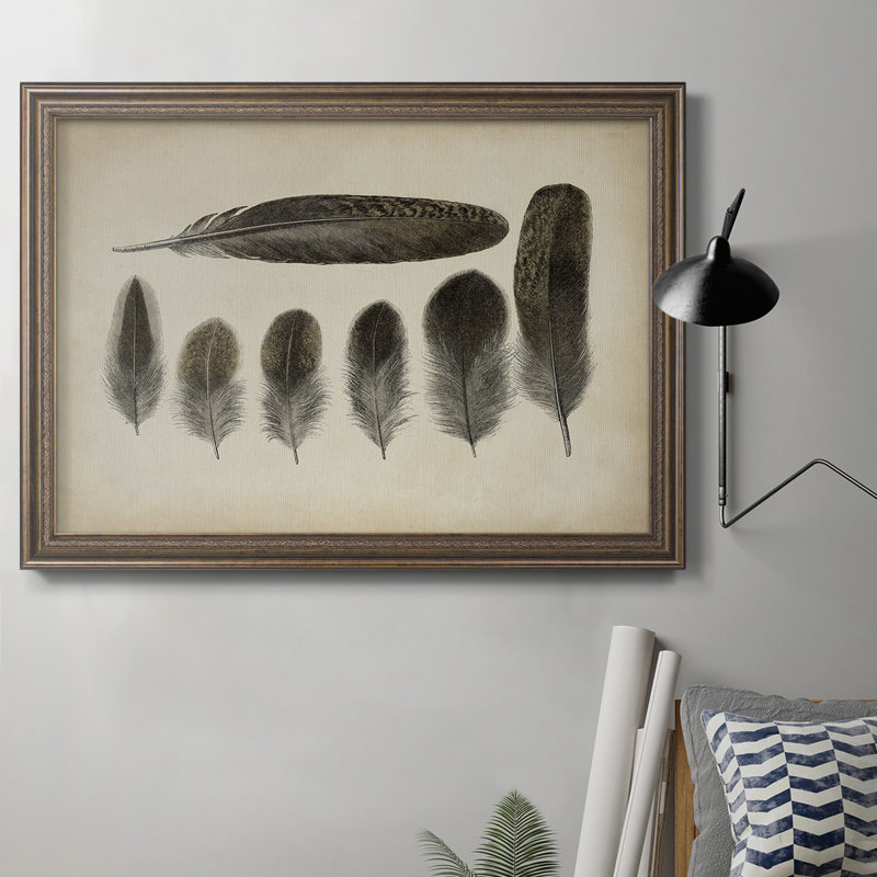 Plumes rétro VI sur toile de qualité supérieure, prêtes à être accrochées, H 24 po x l 36 po x P 2,5 po, Cadre naturel