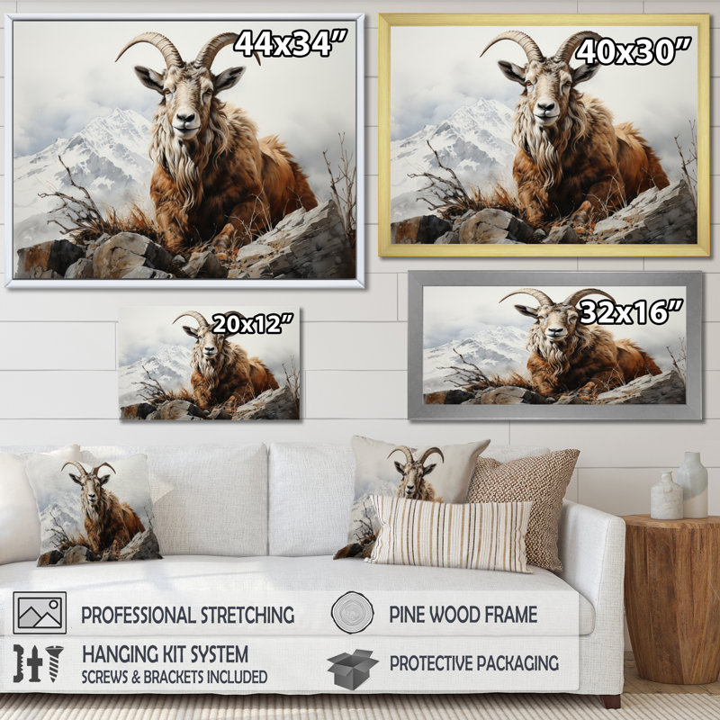 Goat Mountain Majesty sur impression sur toile, H 30 po x l 40 po x P 1,5 po, Cadre naturel flottant