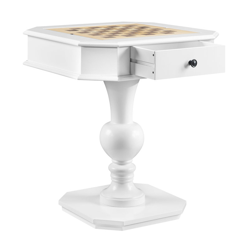Ajavion 3 in 1 - Chess, Checkers, and Backgammon Game Table with Storage, White
